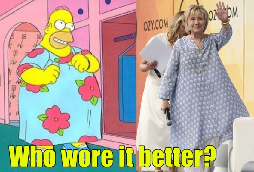 Hillary and Homer in mumus