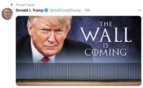 wall is coming tweet